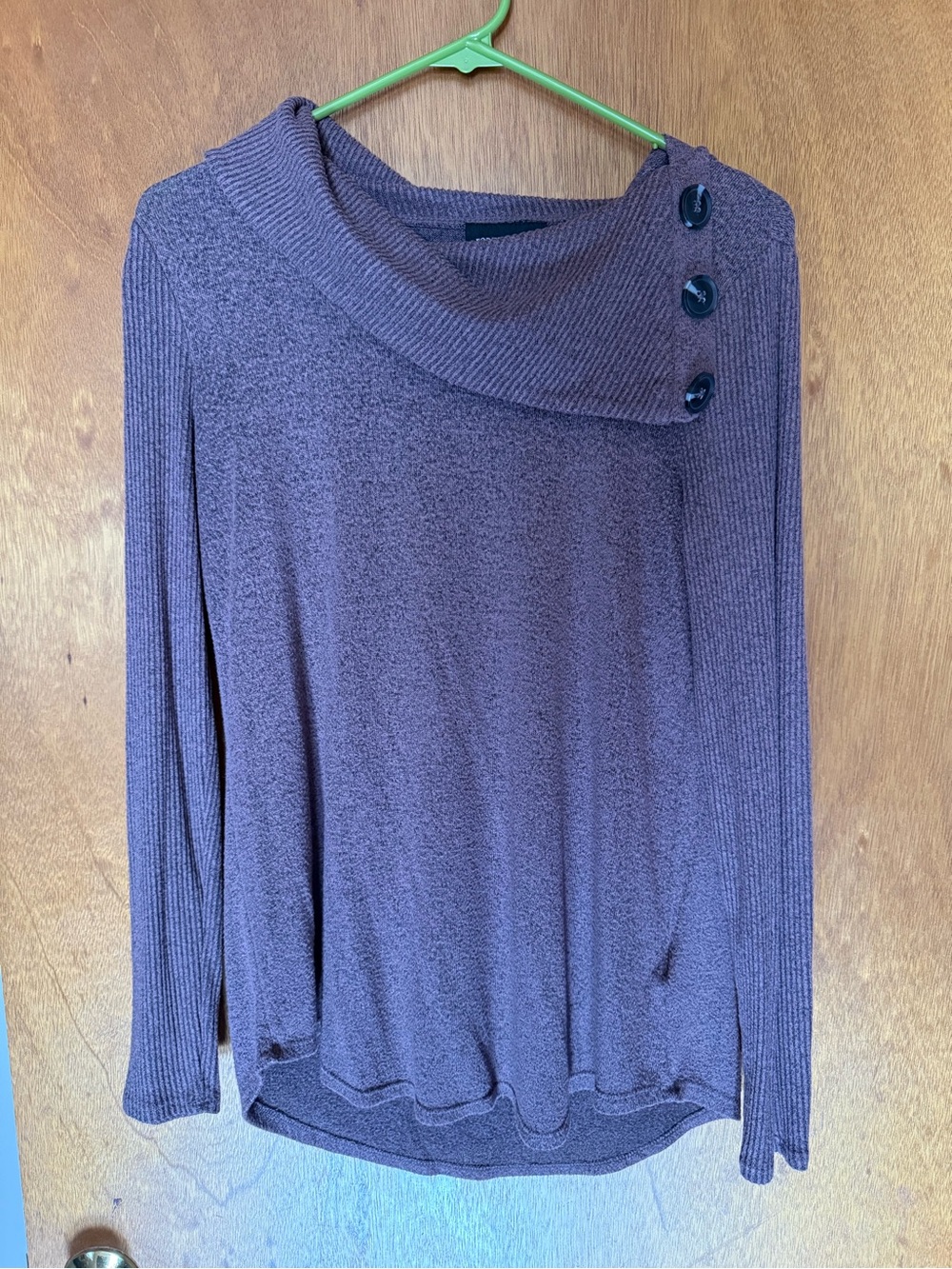 Women's Brown Button-Shoulder Knit Top